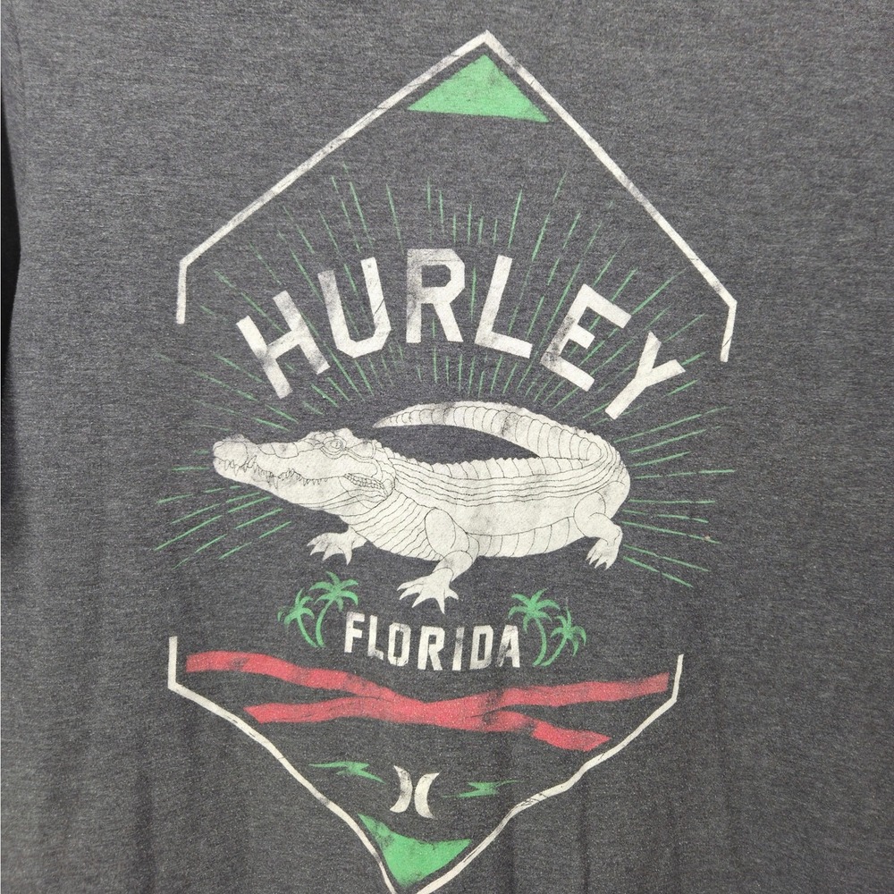 Hurley‎ Florida Alligator Graphic Tee Men's Size Large Gray Short Sleeve T Shirt